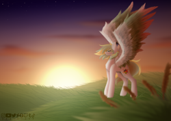 Size: 4506x3192 | Tagged: safe, artist:sparkie45, oc, oc only, oc:lime, pegasus, pony, 2020, female, grass, solo, sun