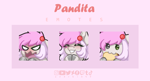 Size: 1036x557 | Tagged: safe, artist:sparkie45, oc, oc:pandita, pegasus, pony, angry, commission, eating, emotes, happy, solo