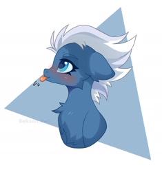 Size: 1554x1654 | Tagged: safe, artist:belkaart0w0, night glider, pegasus, pony, g4, :p, blushing, chest fluff, cute, female, glideabetes, mare, open mouth, solo, tongue out