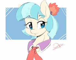 Size: 2851x2245 | Tagged: safe, artist:thelunarmoon, coco pommel, earth pony, pony, g4, bust, female, high res, mare, portrait, smiling, solo