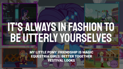 Size: 1920x1080 | Tagged: safe, edit, edited screencap, editor:quoterific, screencap, applejack, fluttershy, pinkie pie, rainbow dash, rarity, sci-twi, sunset shimmer, twilight sparkle, human, equestria girls, festival looks, g4, my little pony equestria girls: better together, humane five, humane seven, humane six