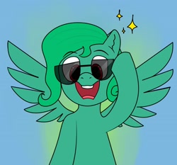 Size: 2319x2160 | Tagged: safe, artist:m37, oc, oc only, pegasus, pony, glasses, green hair, high res, pegasus oc, solo, sunglasses