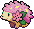 Size: 34x29 | Tagged: safe, derpibooru exclusive, fluttershy, shaymin, mlp fim's twelfth anniversary, g4, barely pony related, flower, mythical pokémon, palette swap, pokémon, recolor, simple background, small resolution, solo, transparent background