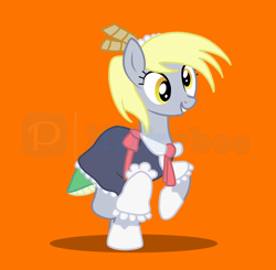 Size: 5400x5300 | Tagged: safe, artist:milkyboo898, derpy hooves, pony, g4, anime, clothes, costume, halloween, halloween 2022, halloween costume, holiday, miss kobayashi's dragon maid, orange background, simple background, solo, tohru