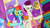 Size: 3300x1850 | Tagged: safe, screencap, izzy moonbow, jazz hooves, rocky riff, earth pony, pegasus, pony, g5, haunted house (episode), my little pony: tell your tale, spoiler:g5, spoiler:my little pony: tell your tale, amalgamation, amalgamizzy, clothes, costume, duo focus, female, flippers (gear), floaty, hair dye, halloween, halloween costume, jewelry, male, mare, necklace, nightmare night costume, offscreen character, open mouth, open smile, rainbow jazz, skeleton mask, smiling, stallion, wig