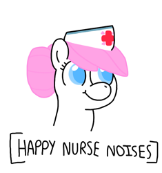 Size: 670x712 | Tagged: artist needed, source needed, safe, nurse redheart, earth pony, pony, g4, descriptive noise, happy, horse noises, no pupils, simple background, smiling, white background