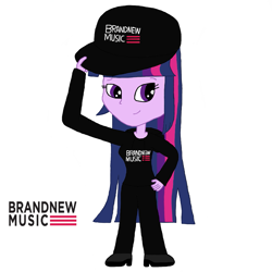 Size: 1277x1277 | Tagged: safe, artist:robertkang12415, twilight sparkle, human, equestria girls, g4, brandnewmusic, clothes, female, hip hop, hoodie, simple background, snapback, solo, white background