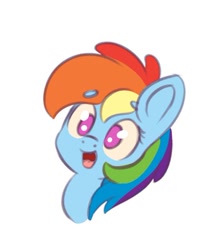 Size: 472x527 | Tagged: safe, artist:yelowcrom, rainbow dash, pegasus, pony, g4, beanbrows, bust, cute, dashabetes, eyebrows, eyebrows visible through hair, female, mare, simple background, solo, white background