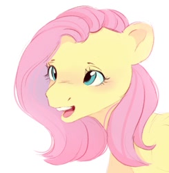 Size: 959x980 | Tagged: safe, artist:melodylibris, fluttershy, pegasus, pony, g4, blushing, bust, female, hoers, mare, simple background, small eyes, solo, white background