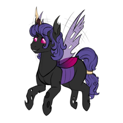 Size: 1378x1378 | Tagged: safe, artist:gradoge, oc, oc only, oc:chrysi from blacksteel, changeling, female, horn, horn jewelry, jewelry, purple changeling, simple background, solo, white background