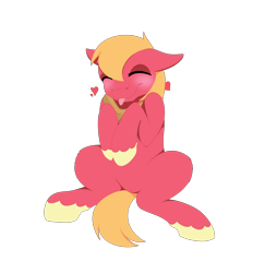 Size: 9000x9700 | Tagged: safe, artist:ginnythequeen, big macintosh, earth pony, pony, g4, :p, blushing, colored hooves, cute, eyes closed, floppy ears, happy, heart, macabetes, male, mlem, raspberry, silly, simple background, sitting, smiling, solo, stallion, tongue out, transparent background, unshorn fetlocks