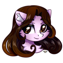 Size: 2500x2500 | Tagged: safe, artist:stesha, oc, oc only, oc:ash tree, pony, sphinx, brown eyes, brown mane, bust, chest fluff, commission, cute, eyebrows, eyebrows visible through hair, female, heart, heart eyes, high res, looking away, loose hair, mare, portrait, simple background, smiling, solo, sphinx oc, transparent background, wingding eyes
