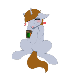 Size: 9000x9700 | Tagged: safe, artist:ginnythequeen, oc, oc only, oc:littlepip, pony, unicorn, fallout equestria, :p, eyes closed, heart, pipbuck, simple background, sitting, solo, tongue out, transparent background