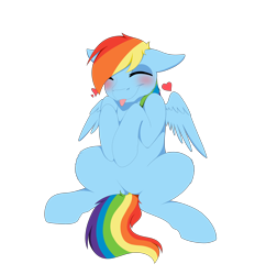 Size: 9000x9700 | Tagged: safe, artist:ginnythequeen, rainbow dash, pegasus, pony, g4, :p, blushing, eyes closed, heart, simple background, sitting, solo, spread wings, tongue out, transparent background, wings