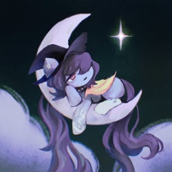 Size: 2000x2000 | Tagged: safe, artist:dearmary, part of a set, oc, oc only, bat pony, pony, commission, crescent moon, high res, moon, solo, tangible heavenly object, ych result