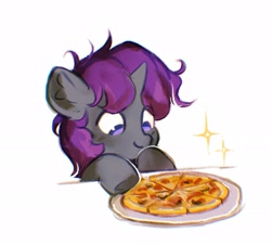 Size: 2048x1852 | Tagged: safe, artist:dearmary, part of a set, oc, oc only, pony, unicorn, commission, food, pizza, simple background, solo, white background, ych result
