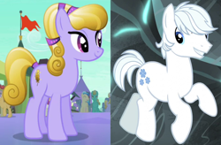 Size: 1222x802 | Tagged: safe, edit, edited screencap, screencap, amber waves, bright smile, castle (crystal pony), double diamond, ivory, ivory rook, crystal pony, earth pony, pony, g4, season 5, the crystal empire, the cutie map, adorable waves, amberdiamond, background pony, crack shipping, cropped, cute, daaaaaaaaaaaw, double dawwmond, female, male, mare, shipping, shipping domino, smiling, stallion, straight