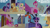 Size: 4400x2475 | Tagged: safe, edit, edited screencap, editor:quoterific, screencap, applejack, fluttershy, pinkie pie, rainbow dash, rarity, twilight sparkle, pony, unicorn, g4, the crystal empire, confetti, friendship express, locomotive, mane six, party cannon, steam locomotive, train, unicorn twilight