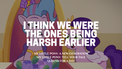 Size: 1920x1080 | Tagged: safe, edit, edited screencap, editor:quoterific, screencap, pipp petals, queen haven, pegasus, pony, g5, my little pony: tell your tale, queens for a day, spoiler:g5, spoiler:my little pony: tell your tale, spoiler:tyts01e17, :o, crown, duo, duo female, female, headband, jewelry, mare, mother and child, mother and daughter, open mouth, regalia