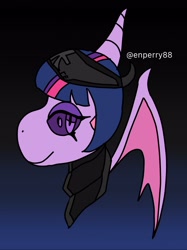 Size: 1537x2050 | Tagged: safe, artist:enperry88, dragon, series:kensatober, series:mlp x toni kensa, armor, black background, collaboration, crossover, dark color, dragon armor, dragoness, dragonified, female, kensatober, looking at you, navy background, simple background, solo, species swap, splatoon, splatoon 3, toni kensa, twilidragon