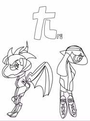 Size: 1537x2050 | Tagged: safe, artist:enperry88, princess ember, twilight sparkle, dragon, inkling, g4, black and white, bomber jacket, boots, clothes, dragon armor, dragonified, face visor, grayscale, inkling girl, jacket, monochrome, shoes, simple background, species swap, splatoon, splatoon 3, toni kensa, twilidragon, white background