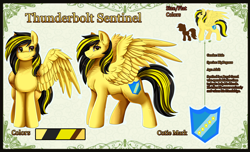 Size: 4152x2529 | Tagged: safe, artist:pridark, oc, oc only, oc:thunderbolt sentinel, pegasus, pony, reference sheet, solo