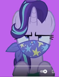 Size: 442x575 | Tagged: safe, artist:darlycatmake, starlight glimmer, pony, unicorn, g4, road to friendship, 1000 years in photoshop, angry, bored, cloth gag, clothes, gag, over the nose gag, scarf, scarf gag, starlight glimmer is not amused, starlight's gag, unamused, unhappy, unimpressed