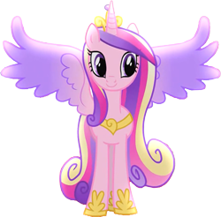 Size: 1189x1169 | Tagged: safe, edit, edited screencap, editor:mrtoonlover83, screencap, princess cadance, alicorn, pony, g4, my little pony: friendship is magic, three's a crowd, background removed, female, mare, not a vector, simple background, slender, smiling, solo, spread wings, thin, transparent background, wings