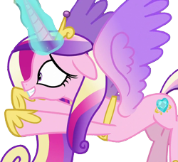 Size: 1431x1303 | Tagged: safe, edit, edited screencap, editor:homersimpson1983, screencap, princess cadance, alicorn, pony, g4, the crystalling, background removed, concave belly, female, grin, mare, nervous, nervous smile, not a vector, reaching, simple background, slender, smiling, solo, spread wings, thin, transparent background, wings