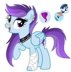 Size: 1512x1528 | Tagged: safe, artist:princess-kitsune-tsu, rainbow dash, soarin', oc, pegasus, pony, g4, base used, choker, female, mare, offspring, parent:rainbow dash, parent:soarin', parents:soarindash, simple background, transparent background