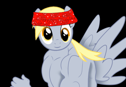 Size: 1890x1317 | Tagged: safe, artist:nelfi_fliz, derpy hooves, pegasus, anthro, g4, black background, derp, flexing, meme, ricardo milos, simple background, solo