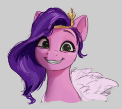 Size: 752x671 | Tagged: safe, artist:appletree_at, pipp petals, pegasus, pony, g5, my little pony: a new generation, spoiler:g5, adorapipp, crown, cute, female, jewelry, looking at you, mare, regalia, simple background, smiling, solo