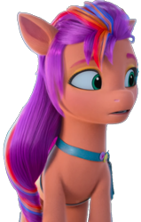 Size: 488x768 | Tagged: safe, edit, edited screencap, screencap, sunny starscout, earth pony, pony, ali-conned, g5, my little pony: make your mark, my little pony: make your mark chapter 2, background removed, eyes open, female, looking right, mane stripe sunny, mare, simple background, solo, standing, transparent background