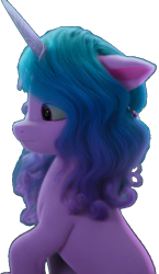 Size: 444x768 | Tagged: safe, edit, edited screencap, screencap, izzy moonbow, pony, unicorn, g5, hoof done it?, my little pony: make your mark, my little pony: make your mark chapter 2, spoiler:my little pony: make your mark chapter 2, spoiler:mymc02e07, background removed, female, looking left, mare, simple background, sitting, solo, transparent background