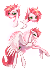 Size: 2300x3196 | Tagged: safe, artist:satan, oc, oc:celestial flower, pegasus, pony, :p, blushing, bust, commission, concave belly, cute, ear fluff, eyelashes, female, full body, high res, hooves, long legs, looking at you, looking back, mare, pegasus oc, portrait, reference, reference sheet, simple background, skinny, slender, smiling, smiling at you, solo, tail, thin, tongue out, white background, wings