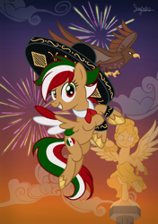 Size: 1640x2330 | Tagged: safe, artist:shungire, oc, oc only, bird, eagle, pony, mexico, nation ponies, ponified, statue