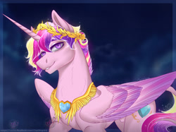 Size: 1280x959 | Tagged: safe, artist:copshop, princess cadance, alicorn, pony, g4, concave belly, crown, fit, jewelry, looking at you, male, nudity, prince bolero, regalia, rule 63, sheath, slender, smiling, solo, stallion, thin