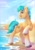 Size: 2480x3507 | Tagged: safe, artist:tokokami, hitch trailblazer, earth pony, pony, g5, beach, high res, looking at you, male, ocean, raised hoof, shore, smiling, solo, stallion, water