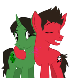 Size: 1369x1515 | Tagged: safe, artist:decaydaance, earth pony, pony, unicorn, duo, jaime preciado, male, ponified, signature, simple background, stallion, tony perry, transparent background