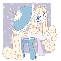 Size: 1280x1280 | Tagged: safe, artist:lynesssan, oc, oc:snow white, pony, unicorn, clothes, female, mare, socks, solo, umbrella