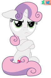 Size: 2000x3067 | Tagged: safe, artist:kuren247, sweetie belle, pony, unicorn, g4, angry, crossed arms, cute, disappointed, disapproval, female, filly, floppy ears, foal, high res, madorable, pouting, show accurate, simple background, sitting, solo, sweetie belle is not amused, the cmc's cutie marks, transparent background, unamused, vector