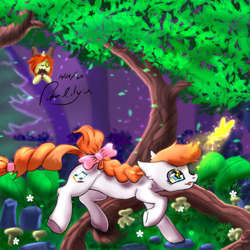 Size: 768x768 | Tagged: safe, artist:aurelion star, oc, oc only, earth pony, pony, adventure, commission, forest, solo, tree