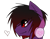 Size: 788x610 | Tagged: safe, artist:zeffdakilla, oc, oc only, oc:frankie fang, pegasus, pony, black hair, black mane, bust, emo, headphones, heart, hidden wings, looking away, purple fur, side view, simple background, smiling, solo, transparent background, turned away