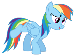 Size: 2022x1500 | Tagged: safe, artist:sketchmcreations, rainbow dash, pegasus, pony, call of the cutie, g4, season 1, behaving like applejack, bucking, derp, female, imitation, mare, mocking, open mouth, rainbow derp, raised leg, scrunchy face, simple background, solo, tongue out, transparent background, vector