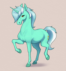Size: 3186x3462 | Tagged: safe, artist:aquaticvibes, lyra heartstrings, pony, unicorn, g4, female, full body, high res, hoers, mare, raised hoof, raised leg, realistic, simple background, solo, whiskers