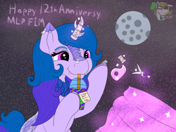 Size: 1600x1200 | Tagged: safe, artist:gray star, derpibooru exclusive, izzy moonbow, pony, unicorn, mlp fim's twelfth anniversary, g5, candy, candy corn, clothes, costume, food, halloween, halloween costume, holiday, kirin cosplay, kirin costume, smoothie