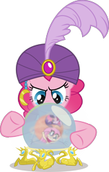 Size: 3159x5000 | Tagged: safe, alternate version, artist:sollace, derpibooru exclusive, fluttershy, pinkie pie, twilight sparkle, alicorn, pony, g4, g4.5, it's about time, my little pony: pony life, .svg available, clothes, crystal ball, madame pinkie, simple background, solo, transparent background, turban, twilight sparkle (alicorn), vector