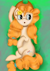 Size: 2480x3508 | Tagged: safe, artist:wolfcube333, pear butter, earth pony, pony, g4, female, grass, high res, solo