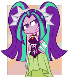 Size: 1800x2000 | Tagged: safe, artist:scridley-arts, aria blaze, human, equestria girls, g4, bare shoulders, clothes, female, hand on hip, jewelry, necklace, pigtails, sleeveless, solo