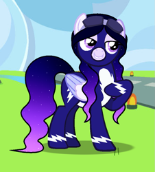 Size: 779x861 | Tagged: safe, artist:astigrads, artist:cindystarlight, oc, oc only, oc:night light star, pegasus, pony, base used, clothes, female, flight suit, mare, solo